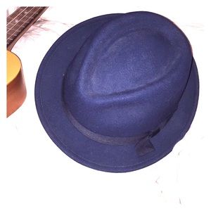 Foldable waterproof wool Fedora Navy
